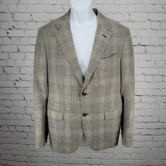 Ermenegildo Zegna Brown Milano Easy Wool Silk Linen Blazer Sport Coat Italy 54R